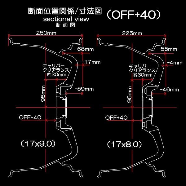 Amazon.co.jp: ホイール 4本セット 17インチ 9.0J +40 5H100 ブラック